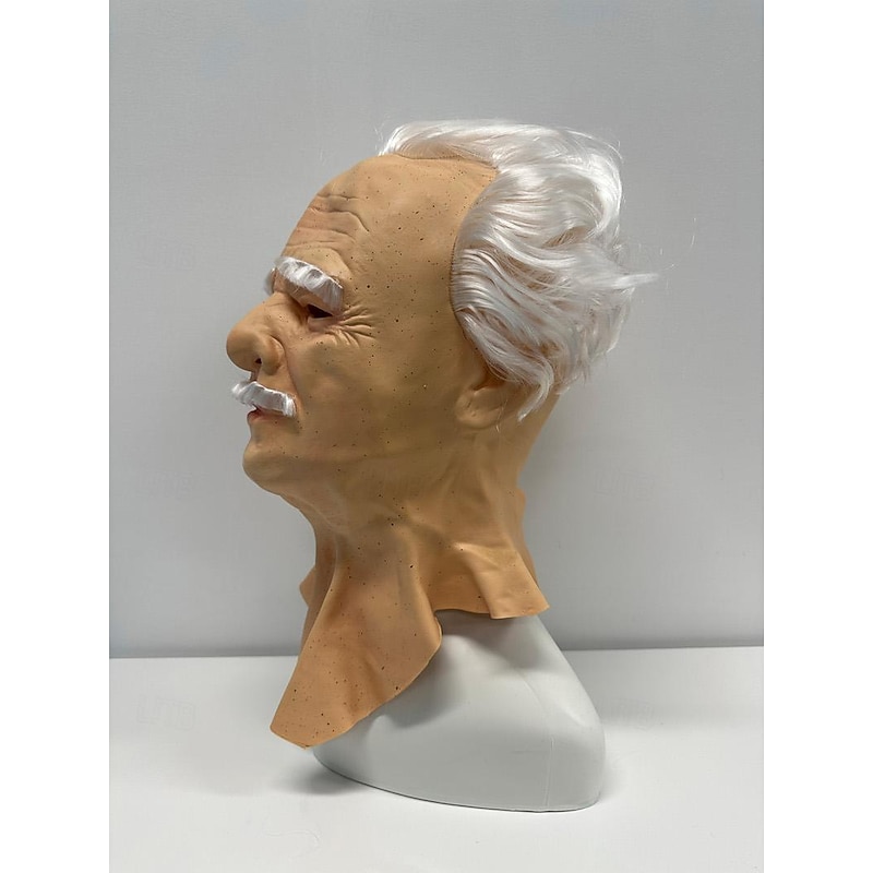 Old Man Mask Realistic Mask Adults' Horror Men's Gray / White Glue Cosplay Accessories Masquerade Costumes2