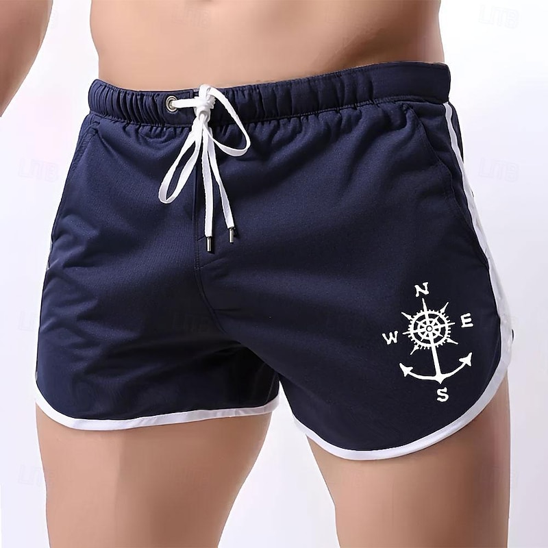 Men's Sailboat Swim Trunks Swim Shorts Board Shorts Mid Waist Fashion Designer Athletic Surfing Leisure Sports Holiday Drawstring Pocket Elastic Waist Designer Clothing Apparel