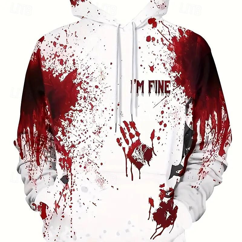 Halloween Hoodie Bloody Front Pocket Graphic For Couple's Men's Women's Adults' Halloween Carnival Masquerade 3D Print Halloween2