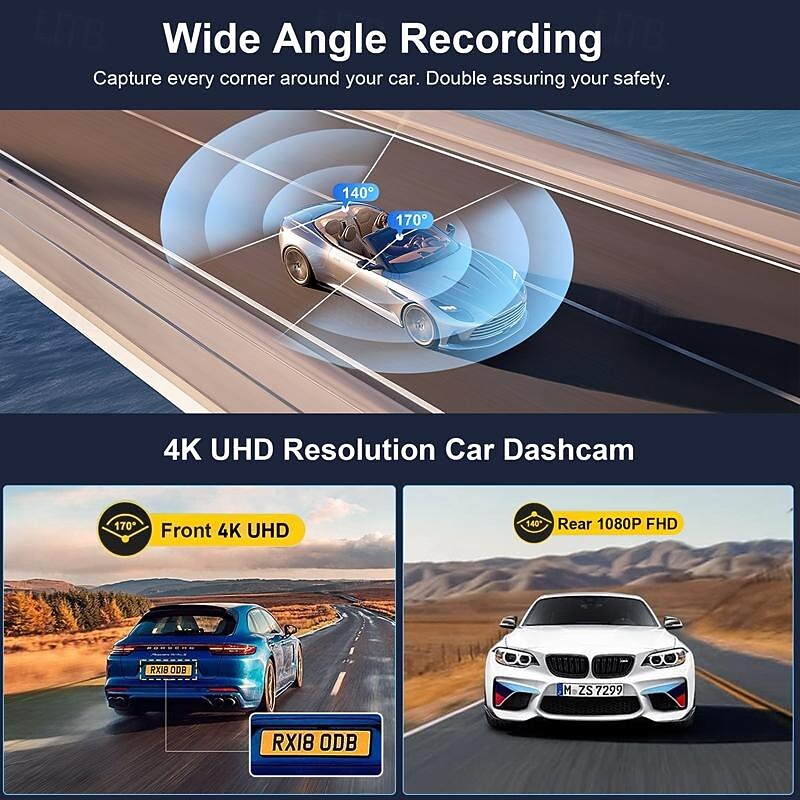 X21+ 2160P  HD with Rear Camera Car DVR 170 Degree Wide Angle 3 inch IPS Dash Cam with WIFI / Night Vision / G-Sensor 4 infrared LEDs Car Recorder3