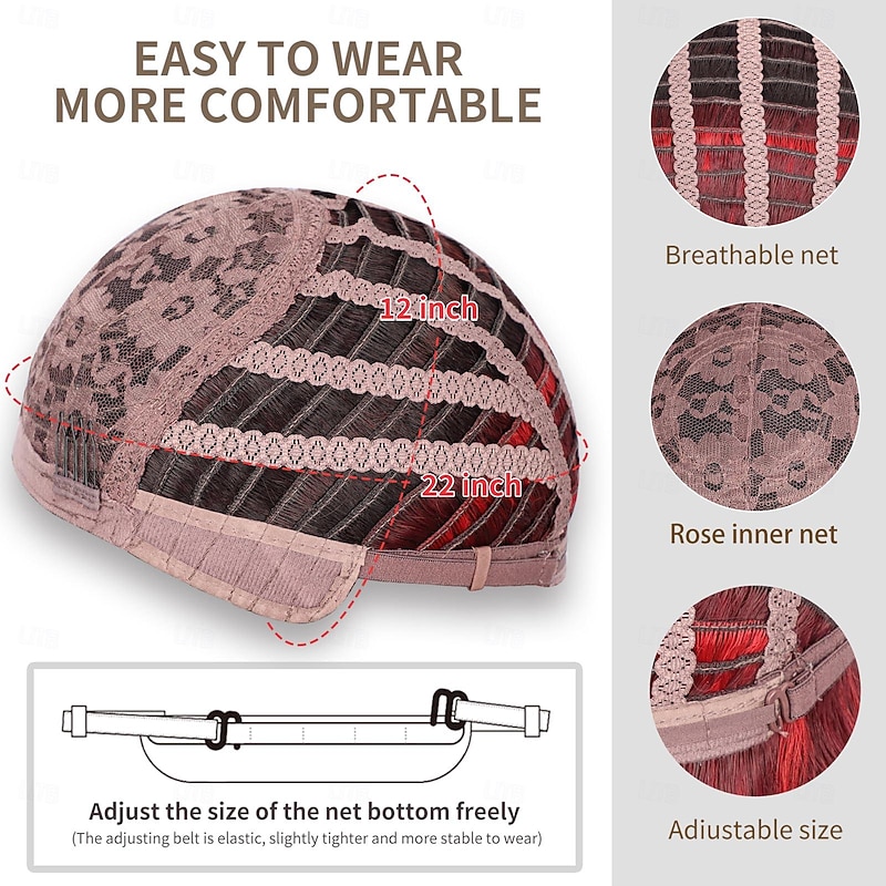 Wig with Bangs for Women Bob Wavy Synthetic Wigs with Natural Shoulder Length Curly Heat Resistant Hair Halloween Cosplay Party Wigs4