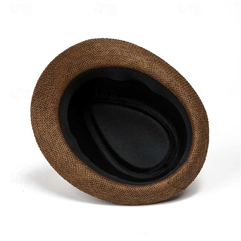 Men's Kentucky Derby Hat Sun Hat Bowler Hat Black khaki Licorice Fashion Casual Street Daily Color Block Geometic Sunscreen Breathable4