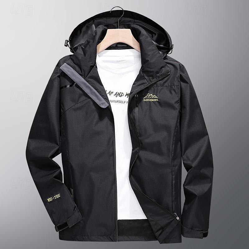Men's Softshell Jacket Hiking Jacket Rain Jacket Outdoor Windproof Lightweight Water Resistant Windbreaker Jacket Traveling Black Army Green Blue Grey