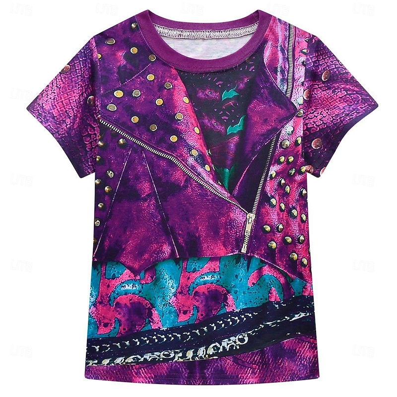 Descendants Mal Skirt Outfits Cosplay Wigs Cosplay Costume Movie Cosplay for Girls' Kids Masquerade Causal2