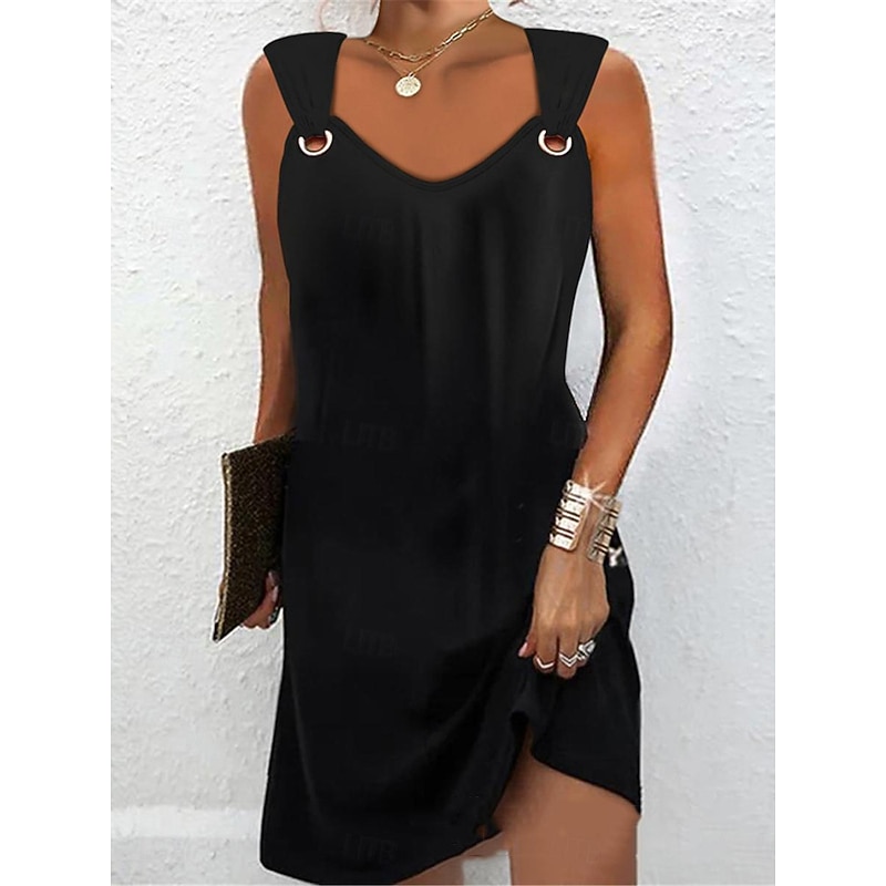 Women's Mini Dress Black Dress Casual Dress Cocktail Dress Formal Dress Vacation Fashion Basic Daily Date Going out Loose Fit Sleeveless Strap Black White Pink Blue Summer Spring2