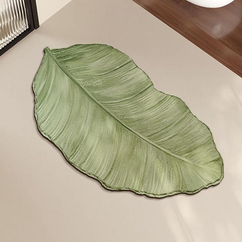 Green Plant Bathroom Mat, Bathroom Water Absorbing Mat, Home-shaped Door Mat, Silicate Mud Rug3
