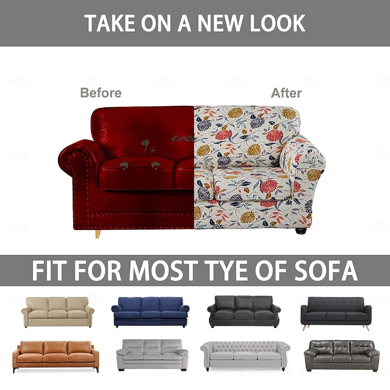 Sofa Cover Plants Yarn Dyed Polyester Slipcovers - Elegant Botanical Pattern - Soft and Durable Yarn Dyed Polyester - Protects and Revitalizes Your Sofa4