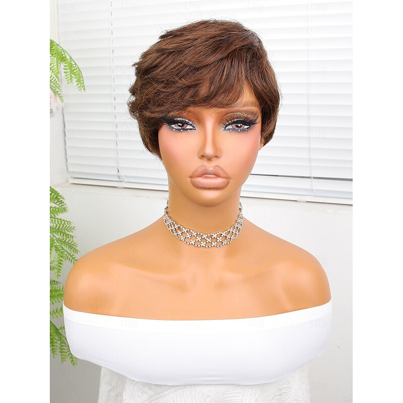 Synthetic Wig Natural Straight Short Bob Wig 8 inch Dark Brown Synthetic Hair Women Dark Brown2