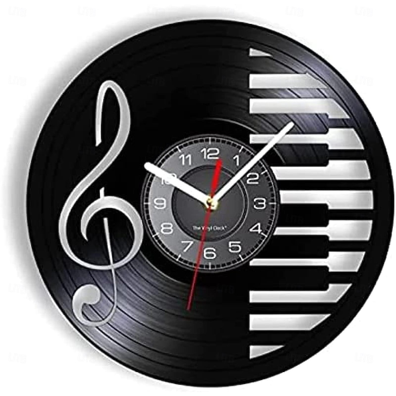 Wall Clock Kitchen Clocks Music Notes Piano Keyboard Vinyl Record Wall Clock Modern Design3