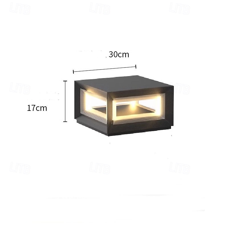 LED Outdoor Wall Light Warm White 30/40cm 1-Light Square Outdoor Post Light Fixture Waterproof Courtyard Pillar Lamps for House Porch Patio Outside Deck Garage Yard Exterior Post Lantern Lamps 110-240V3