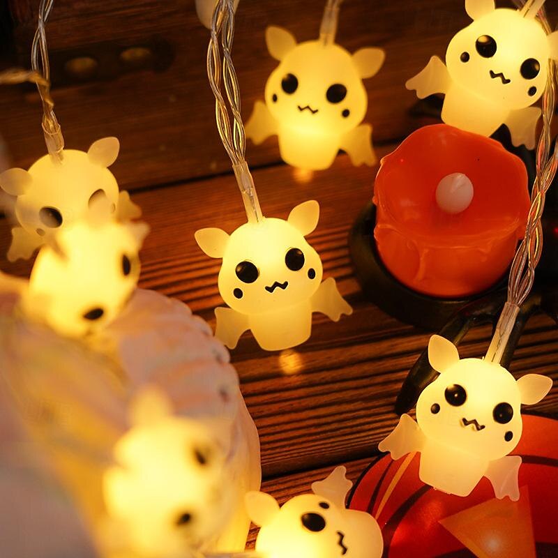 Halloween Light Up Pumpkin Lighted Ghost Bat String Lights Jack O Lantern Battery Powered 1.5m 10LEDs Ghost Festival Home Outdoor Decorations Light Up3