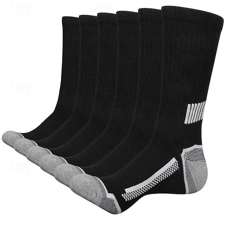 Men's 6 Pairs Multi Packs Socks Running Socks Casual Socks Black+White+Gray Black Color Color Block Plain Sports & Outdoor Daily Vacation Basic Medium Spring Fall Fashion Casual4