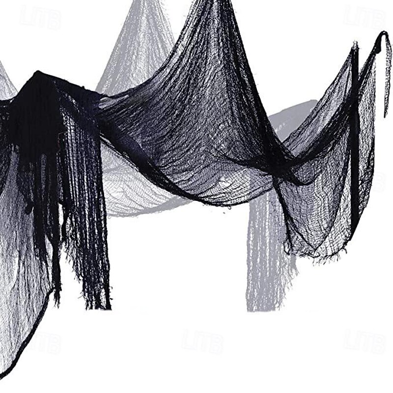 Halloween Black Creepy Cloth Scary Gauze Cloth Doorways  Web Netting Fabric  for Haunted House Creepy and Spooky Halloween Decorations2