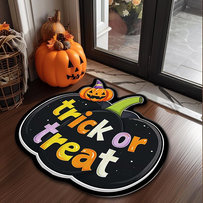 Halloween Decorations Pumpkin Boo Irregular Doormat Kitchen Mat Floor Mat Non-Slip Area Rug Oil Proof Rug Indoor Outdoor Mat Bedroom Decor Bathroom Mat Entrance Rug4