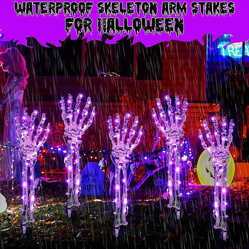 5 In 1 Halloween simulation luminous ghost hand ground plug-in lamp courtyard garden path party festival horror and eerie atmosphere decorative Lights Us Plug3