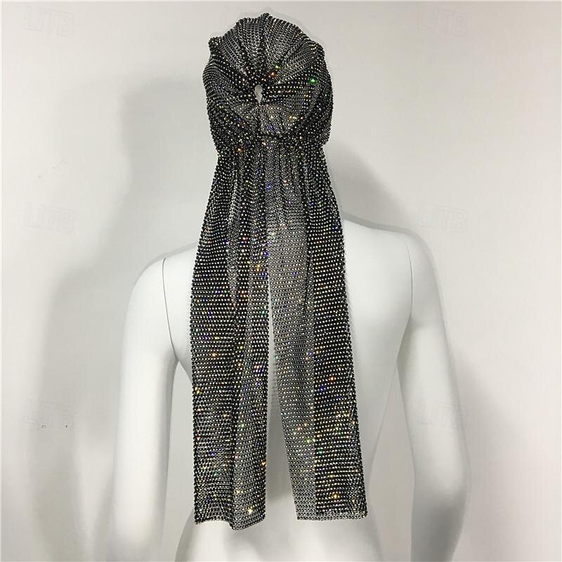 Luxurious Wide Mesh Rhinestone Headband - Elastic Crystals Turban Head Wrap with Sparkling Accents - Perfect for Women in Nightclub, Rave Party2