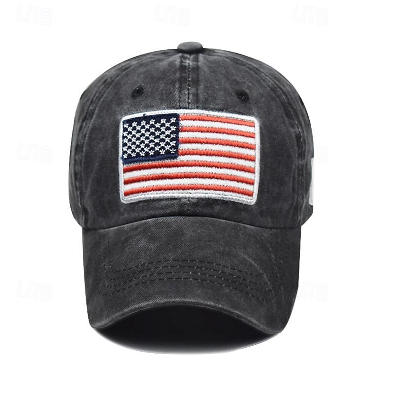 Men's Baseball Cap Sun Hat Trucker Hat Black Yellow Cotton Embroidered Fashion Casual Street Daily American US Flag Adjustable Sunscreen Breathable2