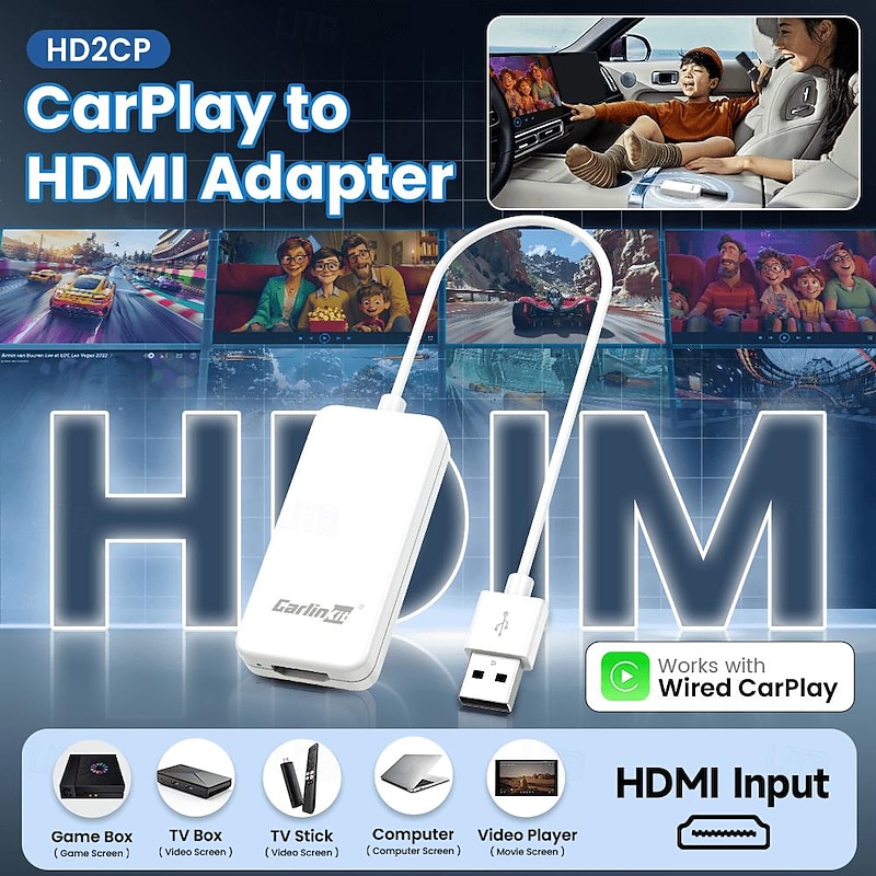 CarlinKit Adapter Stick Wired CarPlay Multimedia Adapter Work with Wired Carplay CarPlay to HDMI Adapter HD2CP-OVA-WH