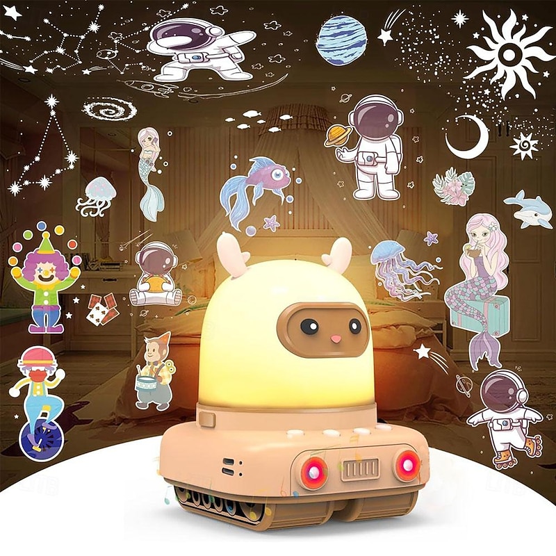 3 In 1 Night Light Projector with 360 Rotation Sliding Deer Car Night Light for Kids Gift 3 in 1