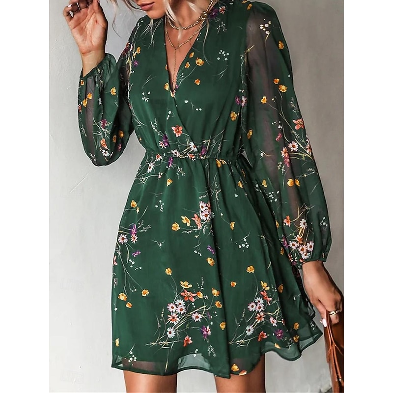 Women's Casual Dress Formal Dress Floral Print V Neck Mini Dress Stylish Casual Daily Date Long Sleeve Summer2