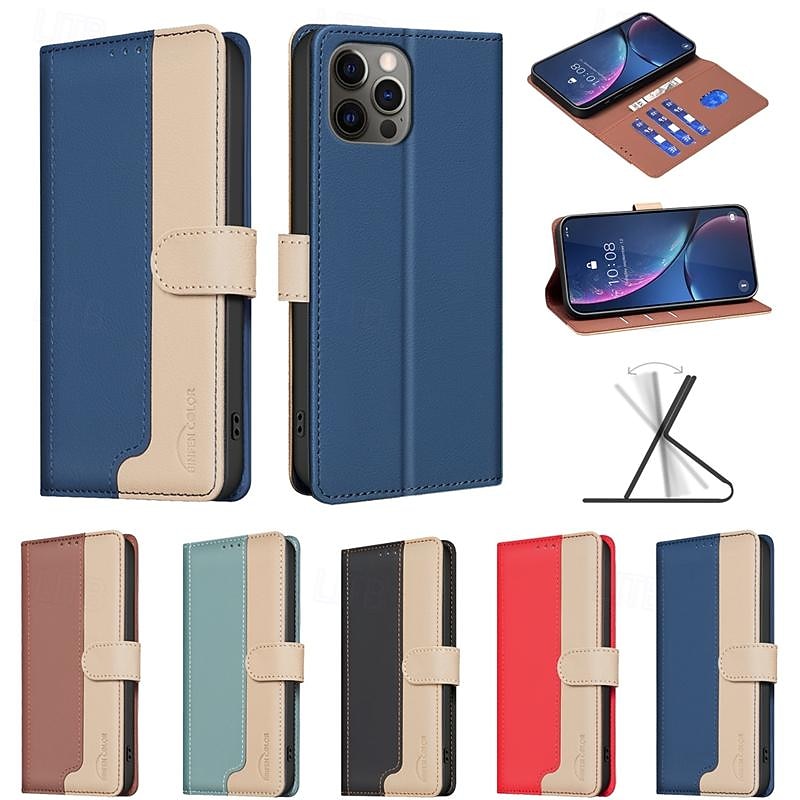 Phone Case For iPhone 17 Pro Max 17 Air 16 15 14 Pro Max Plus 13 12 11 Pro Max Back Cover with Stand Holder Magnetic Card Slot Retro TPU PU Leather