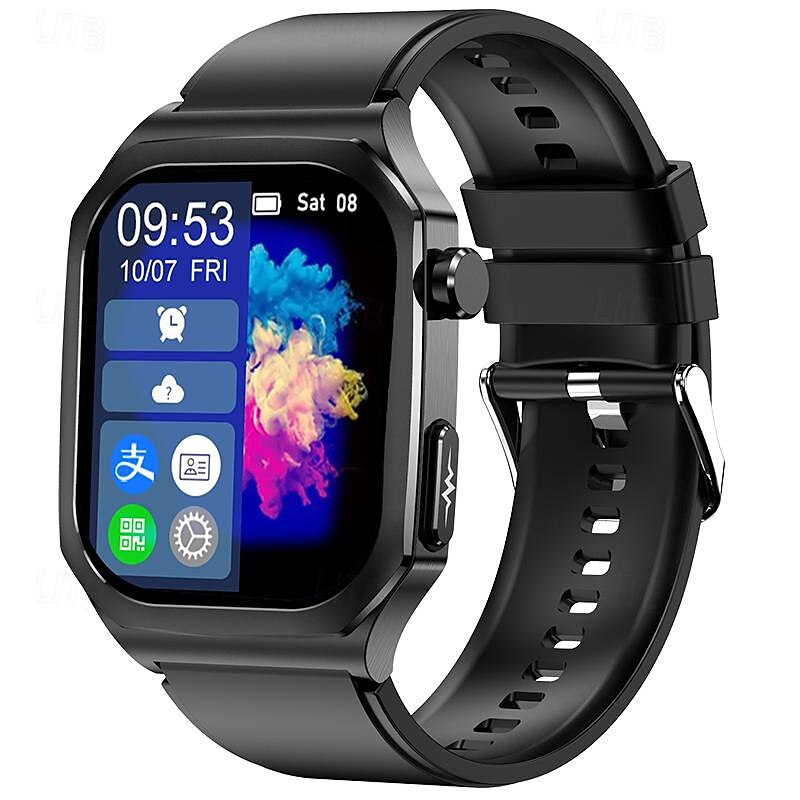iMosi ET280 Smart Watch 2.04 inch Smartwatch Fitness Running Watch Bluetooth ECG+PPG Temperature Monitoring Pedometer Compatible with Android iOS Women Men Hands-Free Calls Waterproof Media Control4