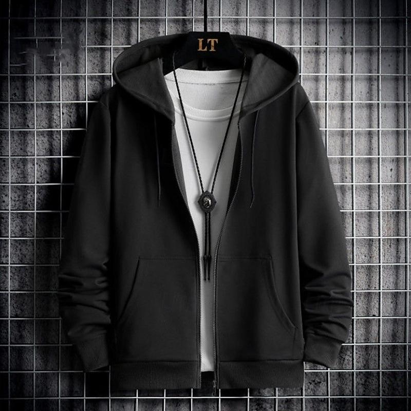 Men's Full Zip Hoodie Zip Up Hoodie Black Red Gray Hooded Plain Zip Up Patchwork Sports & Outdoor Daily Holiday Polyester Streetwear Basic Casual Spring &  Fall Clothing Apparel Hoodies Sweatshirts