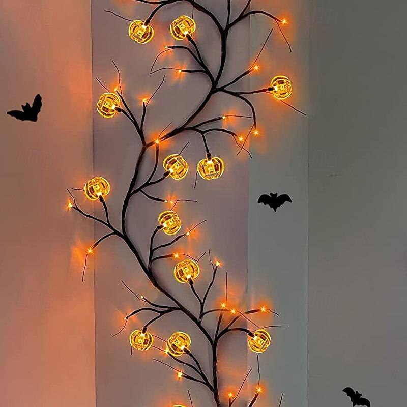 Halloween LED Rattan Light Simulation Tree Bendable Modeling Lights USB Powered 8 Modes Lighting Christmas Party Indoor Decoration Halloween Jack-o '-lantern Home Background Atmosphere Bedroom Wall Layout Lamp2