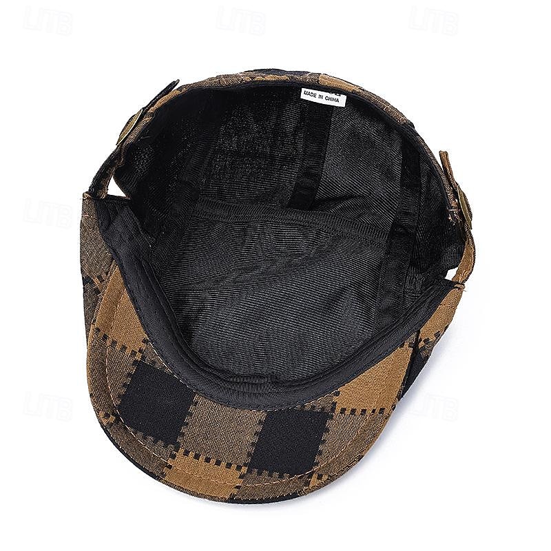 Men's Flat Cap Ascot Hat Newsboy Hat Wine Red Polyester Fashion Casual Street Daily Plaid Adjustable Sunscreen Breathable4