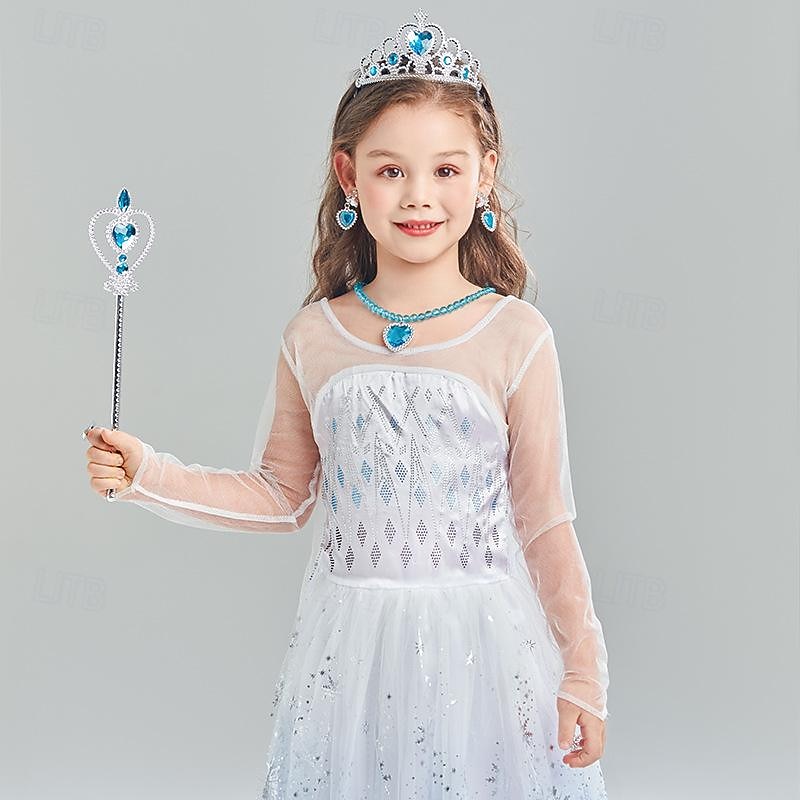 Frozen Fairy Tale Princess Elsa Flower Girl Dress Theme Party Costume Tulle Dresses Sweet Lolita Movie Cosplay for Girls' Kids Carnival Party / Evening2