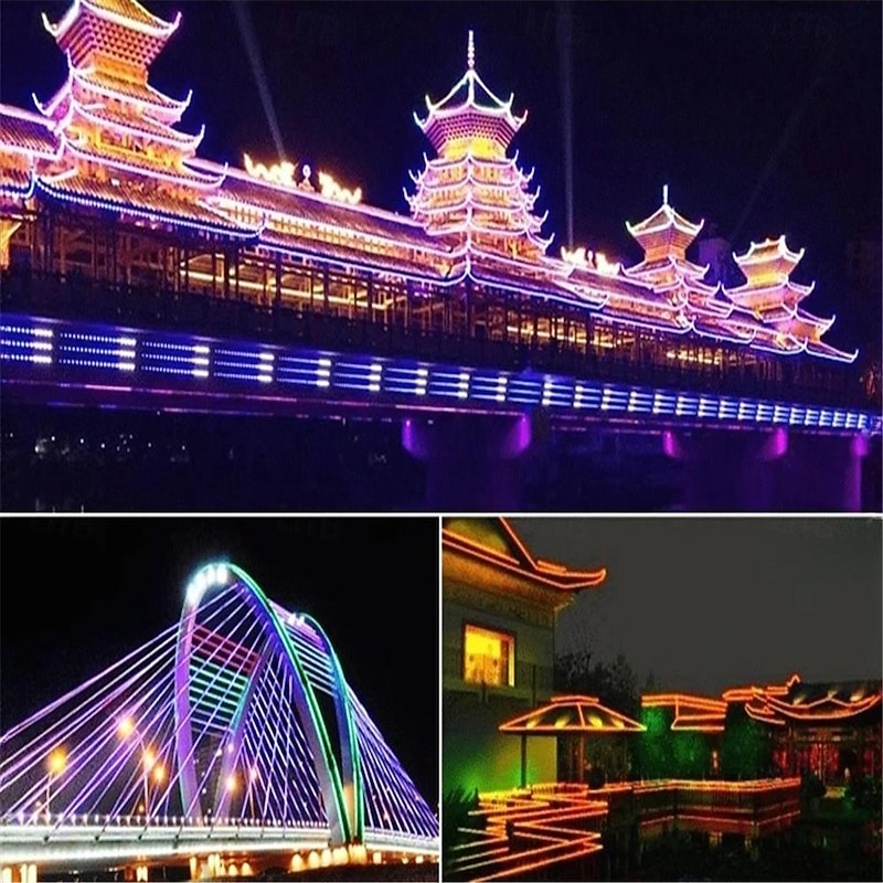 LED Strip Rope Light RGB Horse Running Race LED Strip Light Flexible Pixel Waterproof  Flow Chasing Ribbon Tape Outdoor EU Plug Strip Lights AC220V4