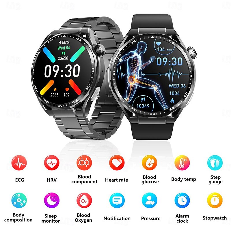 F200 ECG Smart Watch 1.55inch Large Screen Bluetooth Call Health Monitoring SOS Sports Fitness Tracker Men Women Smartwatch