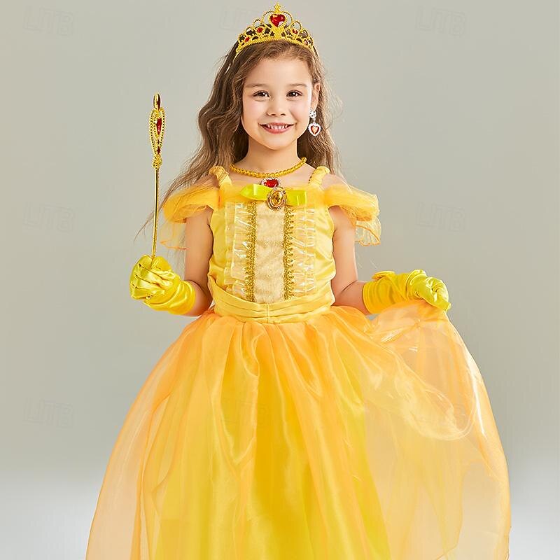 Beauty and the Beast Fairy Tale Princess Belle Flower Girl Dress Theme Party Costume Tulle Dresses Sweet Lolita Movie Cosplay for Girls' Kids Carnival Party / Evening