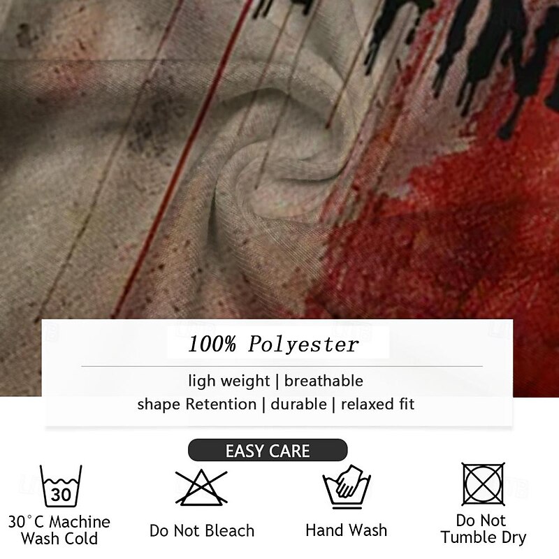 Halloween Men's Blood Splatter Blood stains Dark T Shirt Short Sleeve T shirt 3D Print Henley Collar Shirt Exaggerated Designer Carnival Party Street Brown Summer Spring Clothing Apparel S M L XL XXL3
