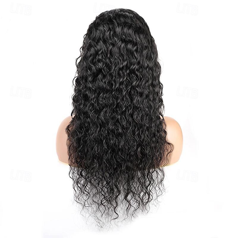Water Wave 13x6 Transparent Lace Front Wigs Human Hair 180 Density with Baby Hair Natural Color3