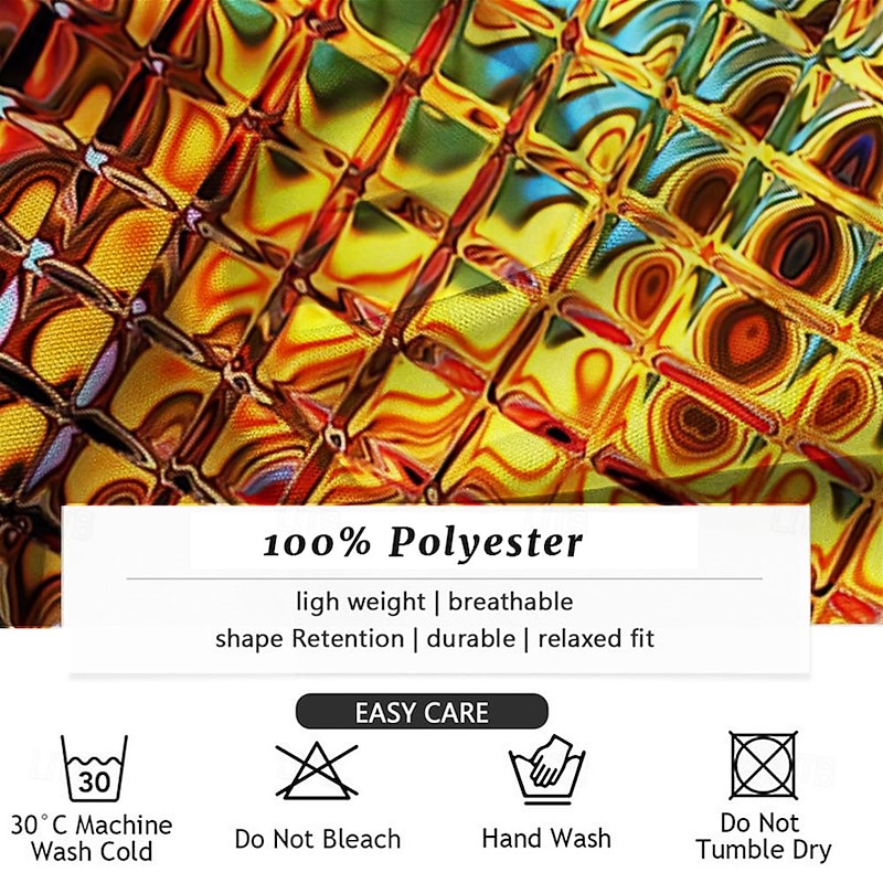 Men's Gradient Metallic Shirt Button Up Shirt Short Sleeve Vintage Casual Vacation Party Evening Wear Daily Summer Turndown Button Up 3D Print Yellow Gold Green 5