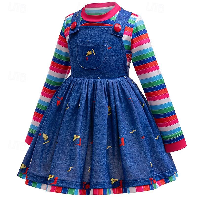 Chucky Scary Doll Halloween Dress Costume Scary Costume Kid's Girls' Carnival Party Easy Halloween Costumes Dress Up2