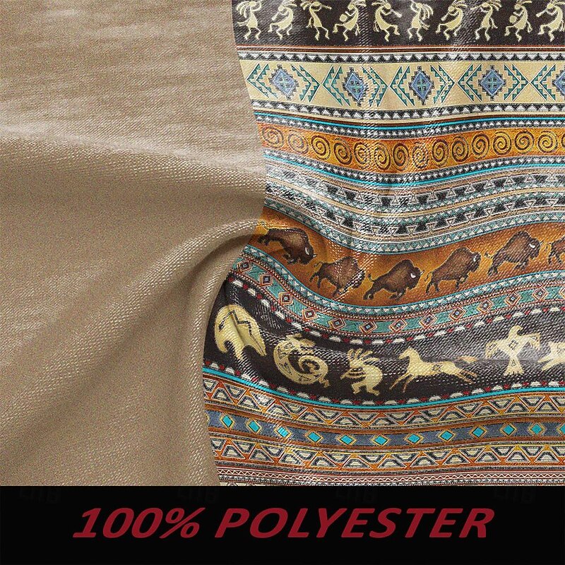 Men's Aztec T shirt Henley Shirt Long Sleeve 3D Print Designer Retro Vintage Ethnic Street Casual Daily Summer Spring Fall Brown Henley Henley T-Shirt3