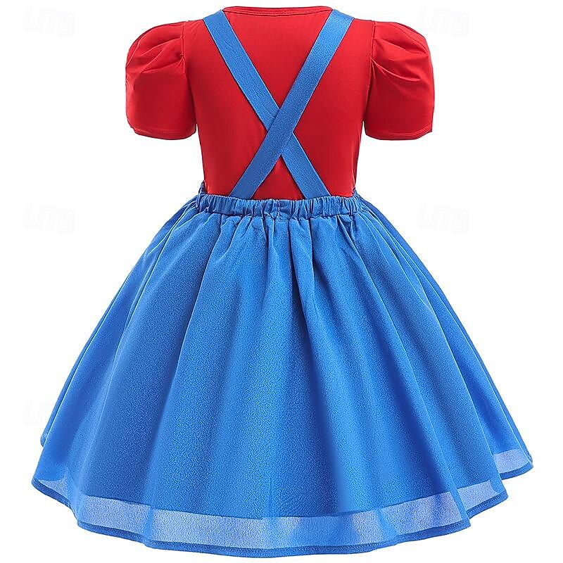 Super Bros Plumber Dress Costume T-shirt Cosplay Movie Cosplay for Girls' Kid's Carnival Performance Party2