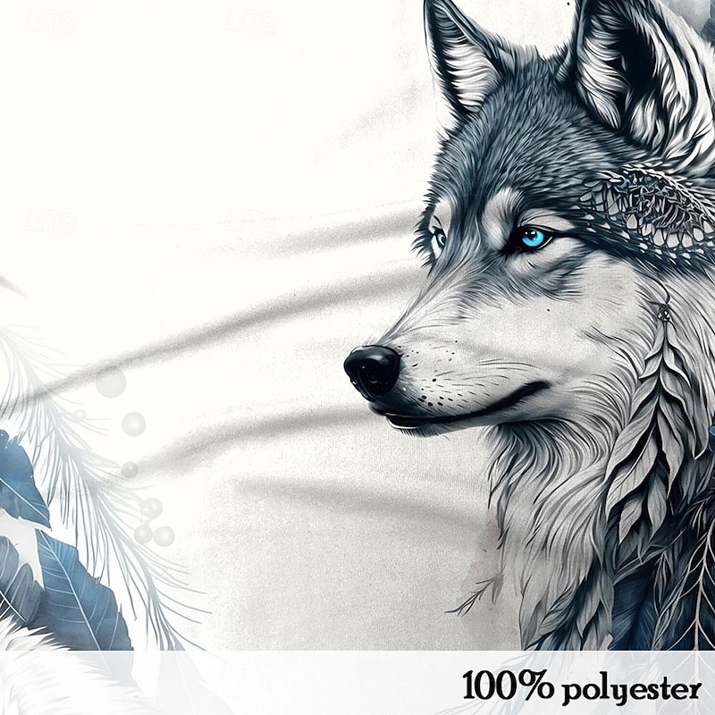 Men's Wolf Zip Polo Shirts Golf Shirt Short Sleeve Polo Shirts Collared Shirts Casual Funny Streetwear Vacation Wear Party Outfits 3D Print Quarter Zip Polo Spring & Summer Black White Brown4