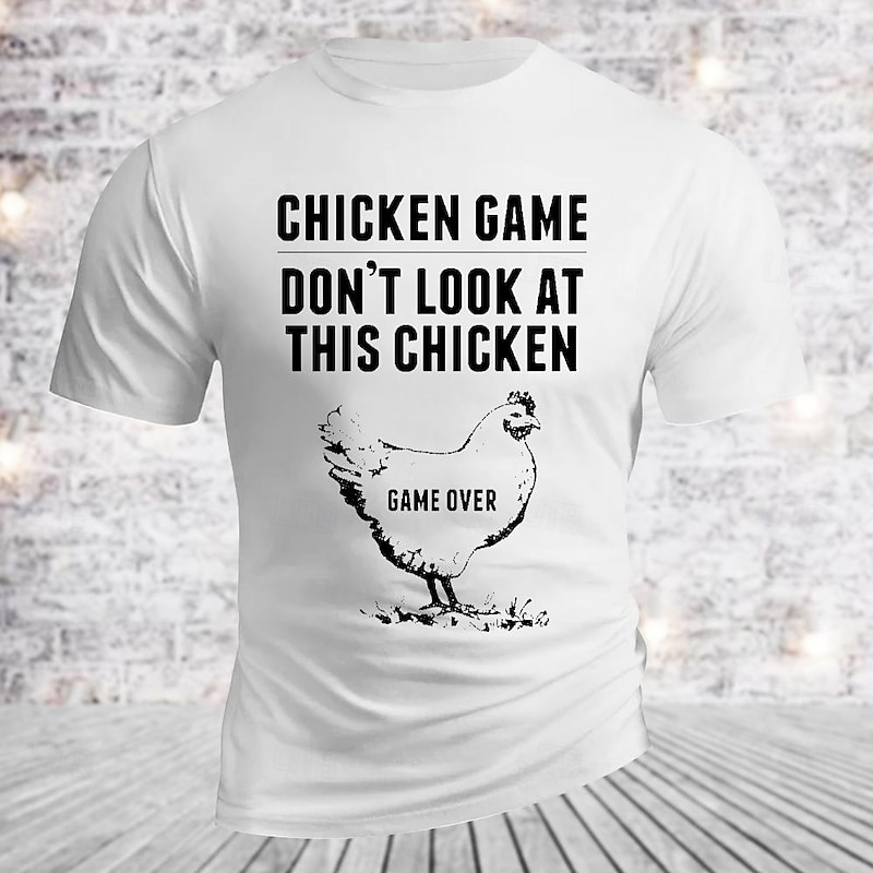Men's Word Chicken Letter Print T Shirt Tee Top Cotton Short Sleeve Graphic Shirt Black White Dark Gray Comfortable Tee Street Sports Outdoor Fashion Designer Clothing3