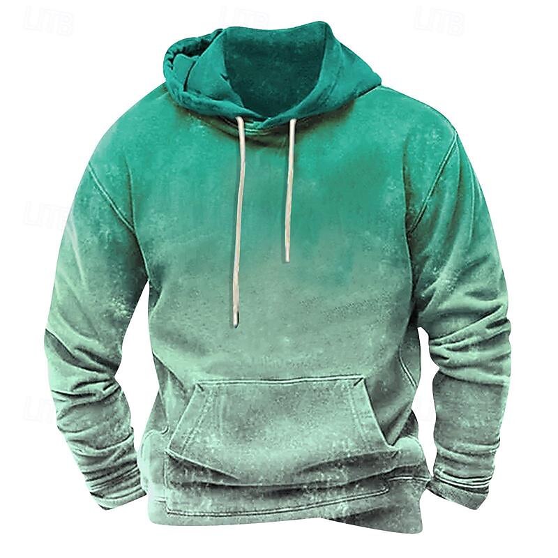 Men's Hoodie Blue Orange Green Gray Hooded Color Block Pocket Sports & Outdoor Daily Holiday Polyester Streetwear Basic Casual Spring &  Fall Clothing Apparel Hoodies Sweatshirts  Long Sleeve