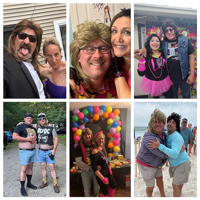 Mullet Wigs for Men 70s and 80s Theme Party Costumes Fancy Party Accessory Cosplay Wig (Black) Halloween Wigs4