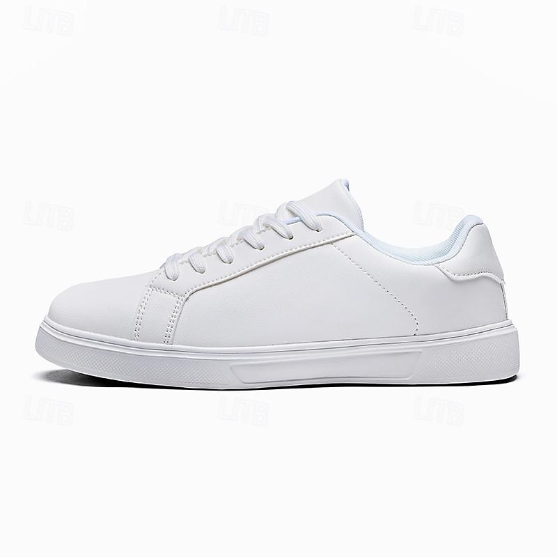 Men's White Casual Sneakers - Stylish and Comfortable Lace-Up Shoes for Everyday Wear4