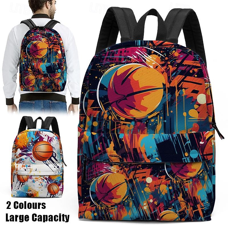 Basketball Print Backpack for Boys and Teens – Large Capacity Sports-Themed School Bag with Colorful Street Style Design for Daily Use and Gym Practice2