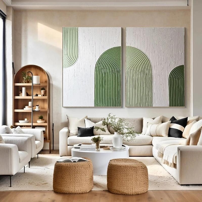 Large Handpainted Abstract 3DOil painting on Canvas handmade Minimalist Wall Art  Modern Textured Green Painting Oversized Canvas Art Room Decoration2