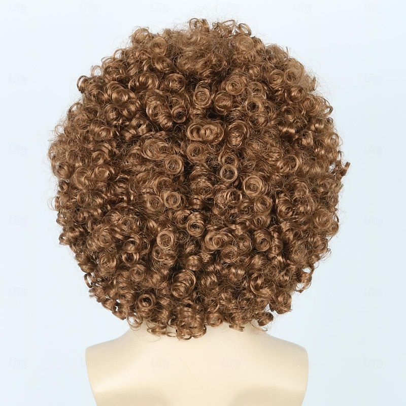 Brown Afro Wig for Men or Women Short Curly Carnival Disco Rock Wig Hippie Costume Wigs 70s 80s Wig4