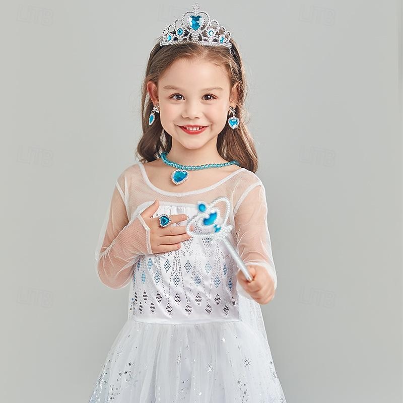 Frozen Fairy Tale Princess Elsa Flower Girl Dress Theme Party Costume Tulle Dresses Sweet Lolita Movie Cosplay for Girls' Kids Carnival Party / Evening3