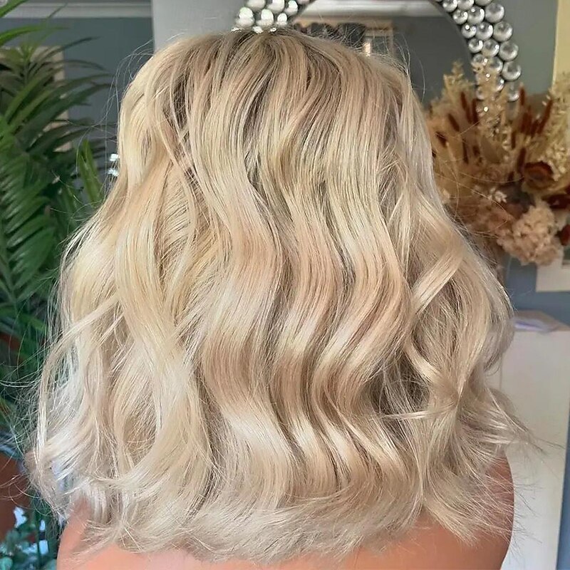 Unprocessed Virgin Hair 13x4 Lace Front Wig Short Bob Middle Part Brazilian Hair Wavy Blonde Multi-color Wig 130% 150% Density with Baby Hair Ombre Hair 100% Virgin For Women Long Human Hair Lace Wig4