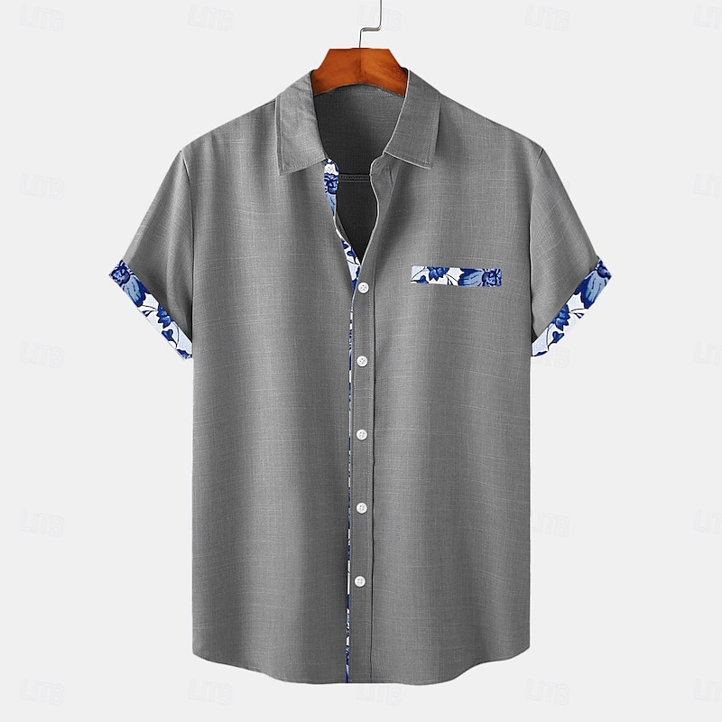 Men's Shirt Linen Shirt Summer Shirt Beach Wear Plain Casual Daily Black White Pink Dark Navy Short Sleeve Collar Summer Spring Clothing Apparel3